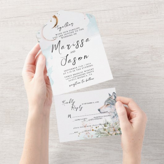 Einfache und elegante Märchen Hochzeit All In One Einladung (Abreißen)