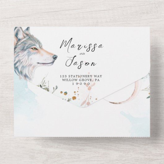 Einfache und elegante Märchen Hochzeit All In One Einladung (Rückseite)