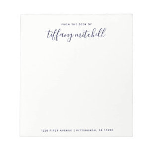 Einfache und elegante Marine und White   Typografi Notizblock