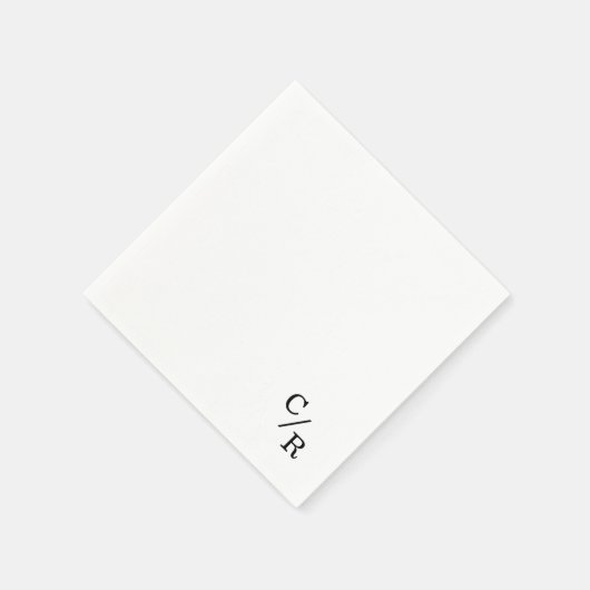 Einfache und elegante Monogramm-Initialen Hochzeit Serviette (Ecke)