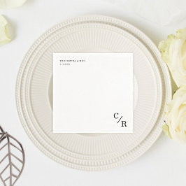 Einfache und elegante Monogramm-Initialen Hochzeit Serviette