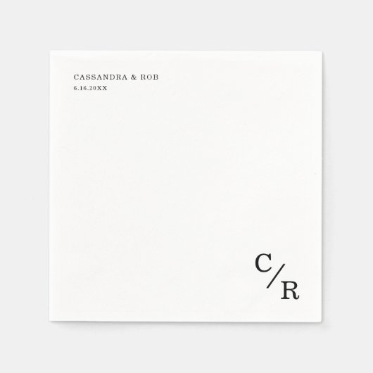 Einfache und elegante Monogramm-Initialen Hochzeit Serviette (Vorderseite)