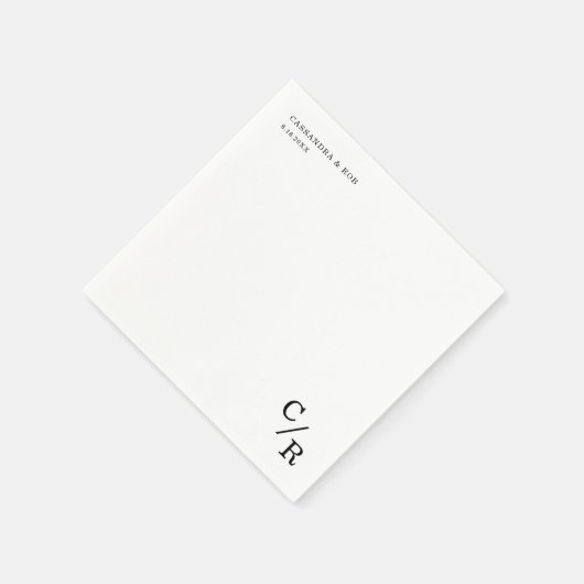 Einfache und elegante Monogramm-Initialen Hochzeit Serviette (Ecke)