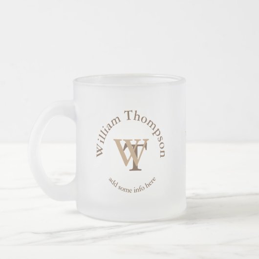 einfache und elegante Monogramm Mattglastasse (Links)