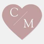 Einfache und elegante Monogrammserviette Herz-Aufkleber (Vorderseite)