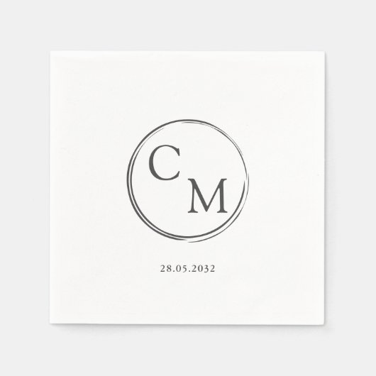 Einfache und elegante Monogrammserviette Serviette (Vorderseite)