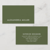 Einfache und elegante Olive Green Visitenkarte (Vorne/Hinten)