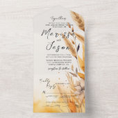 Einfache und elegante Pampas Hochzeit All In One Einladung (Innen Boden)