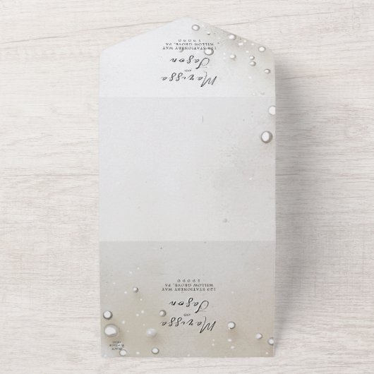 Einfache und elegante Perlen Hochzeit All In One Einladung (Außenbereich)