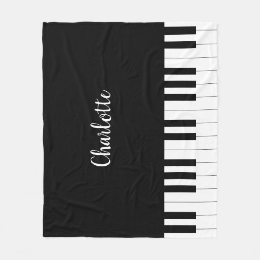 Einfache und elegante Piano-Tastatur in Schwarz un Fleecedecke (Vorderseite)