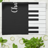 Einfache und elegante Piano-Tastatur in Schwarz un Geschirrtuch (Gefaltet)