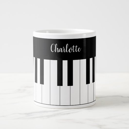 Einfache und elegante Piano-Tastatur in Schwarz un Jumbo-Tasse (Vorderseite)