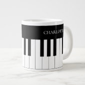 Einfache und elegante Piano-Tastatur in Schwarz un Jumbo-Tasse (Vorderseite Rechts)