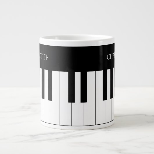 Einfache und elegante Piano-Tastatur in Schwarz un Jumbo-Tasse (Vorderseite)