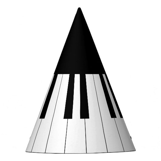 Einfache und elegante Piano-Tastatur in Schwarz un Partyhütchen (Vorderseite)