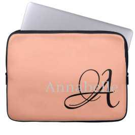 Einfache und elegante Rose, Monogramm und Name Laptopschutzhülle