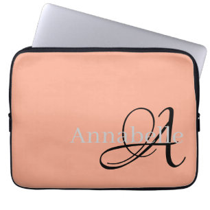 Einfache und elegante Rose, Monogramm und Name Laptopschutzhülle
