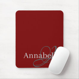 Einfache und elegante rote Monogramm und Name Mousepad