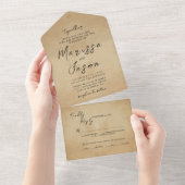 Einfache und elegante rustikale Hochzeit All In One Einladung (Abreißen)