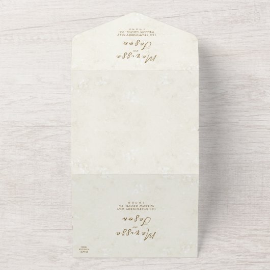 Einfache und elegante rustikale Hochzeit in Beige All In One Einladung (Außenbereich)