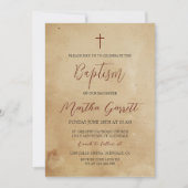 Einfache und elegante rustikale Taufe für Mädchen Einladung (Vorderseite)