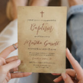 Einfache und elegante rustikale Taufe für Mädchen Einladung