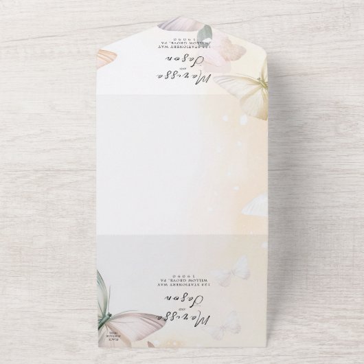 Einfache und elegante Schmetterlinge Hochzeit All In One Einladung (Außenbereich)