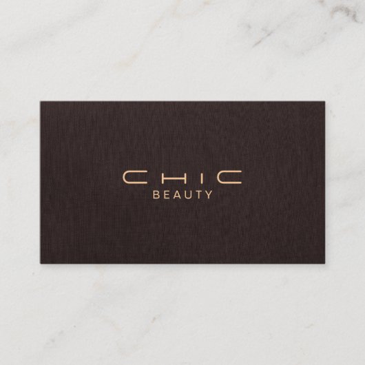 Einfache und elegante Schönheit Dunkelbraune Linen Visitenkarte (Vorderseite)