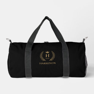 Einfache und elegante Schwarz-Gold-Monogramm Duffle Bag