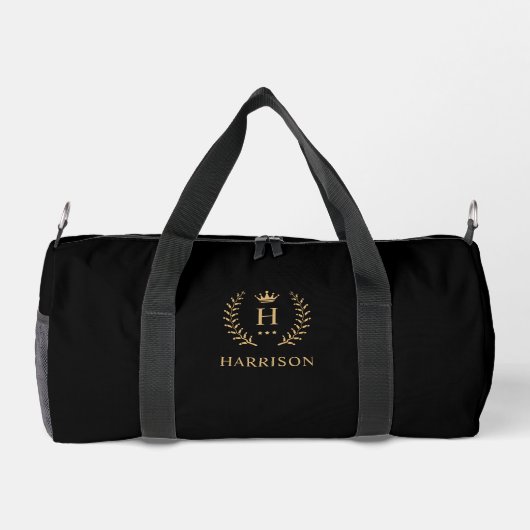 Einfache und elegante Schwarz-Gold-Monogramm Duffle Bag (Rückseite)