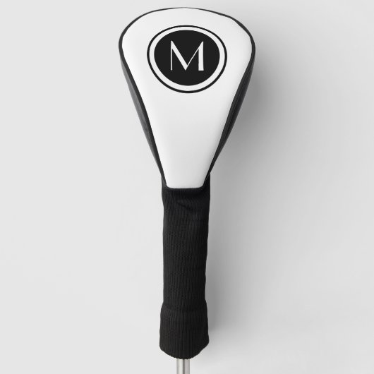 Einfache und elegante Schwarz-Weiß-Monogramm Golf Headcover (Vorderseite)