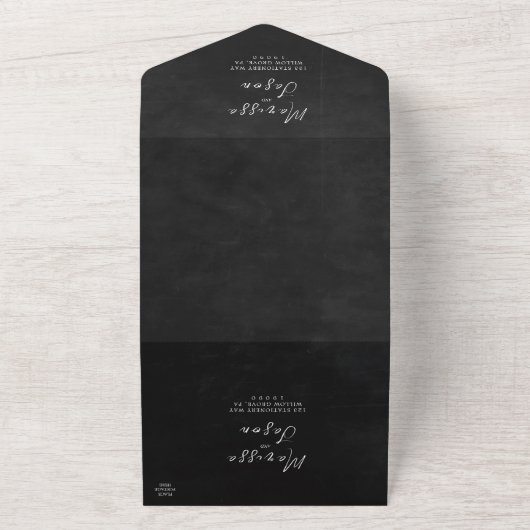 Einfache und elegante Schwarze Hochzeit All In One Einladung (Außenbereich)