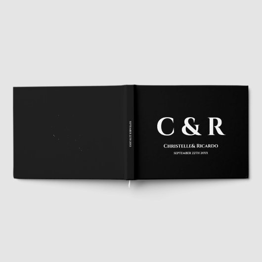 Einfache und elegante schwarze Hochzeit auf Monogr Gästebuch (Voll)