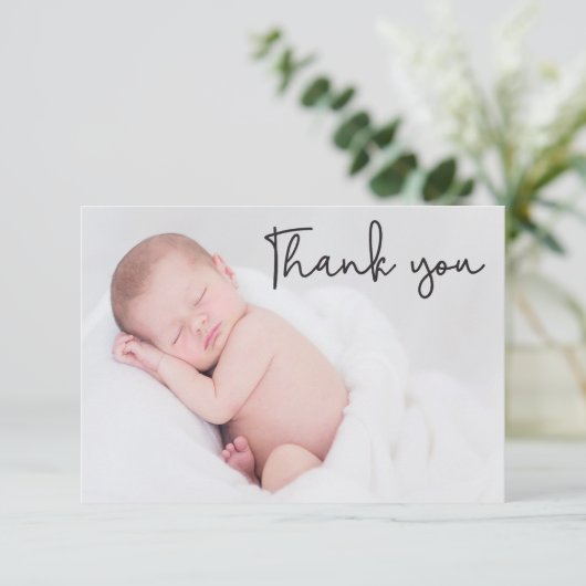 Einfache und elegante Taufe Baby Dankkarte Dankeskarte (Stehend Vorderseite)