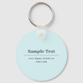 Einfache und elegante Textvorlage | Babyblau Schlüsselanhänger (Rückseite)