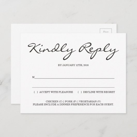 Einfache und elegante UAWG für die Beantwortung vo Einladungspostkarte (Vorne/Hinten)