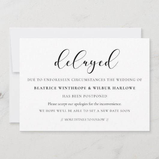 Einfache und elegante verzögerte Hochzeitsankündig Einladung (Vorderseite)