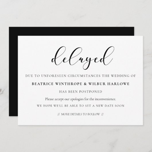 Einfache und elegante verzögerte Hochzeitsankündig Einladung (Vorne/Hinten)