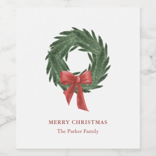 Einfache und elegante Weihnachtsfeier | Urlaub Weinetikett (Einzelnes Label)