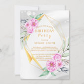 Einfache und farbenfrohe Blume Geburtstag Einladung (Vorderseite)