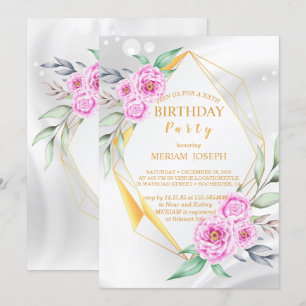 Einfache und farbenfrohe Blume Geburtstag Einladung