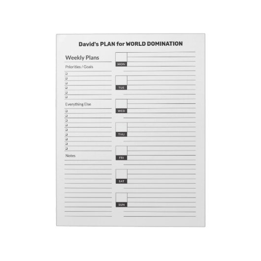 Einfache und funktionelle Unterlage am Montag Notizblock (Rotiert)