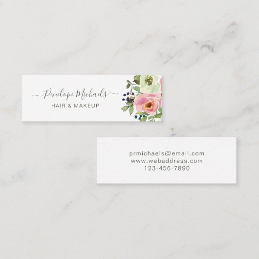 Einfache und Hübsche florale Mini-Visitenkarte Mini Visitenkarte (Vorne/Hinten)