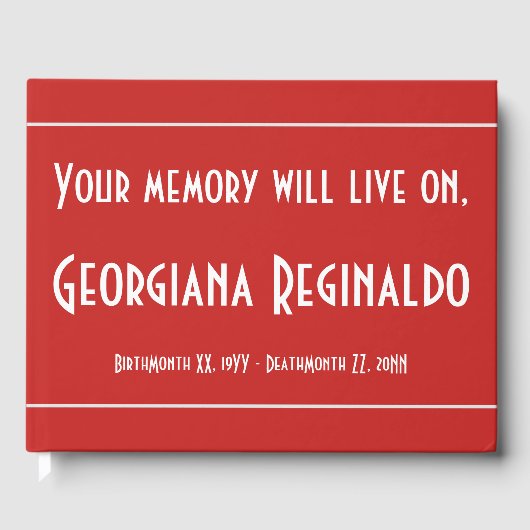 Einfache und interessante Beerdigung/Gästebuch Gästebuch (Vorderseite)