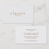 Einfache und klassische Beauty Light Gray Minimali Visitenkarte (Vorne/Hinten)