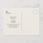 Einfache und kleine Monogramm-Creme Save the Date Postkarte (Rückseite)