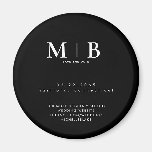 Einfache und kleine Monographie-Hochzeit Sichern S Magnet (Vorne)