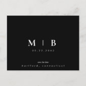 Einfache und leichte B/W-Monogramm-Hochzeit Sicher Ankündigungspostkarte (Vorderseite)