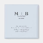 Einfache und leichte Dusty Blue Monogram Save the  Magnet (Vorne)