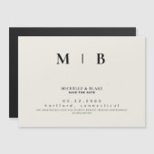 Einfache und leichte Monogramm Beige Save the Date Magneteinladung (Vorne/Hinten)